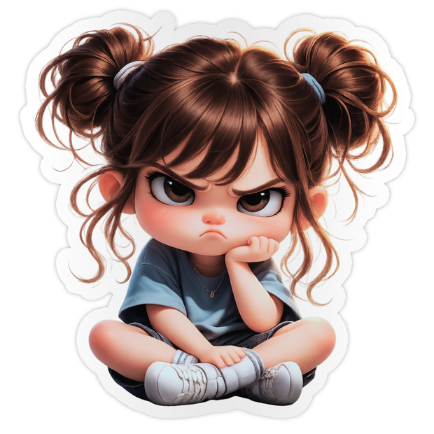 Cute Angry Girl Cartoon Anime Sticker – Waterproof Matte high-quality product image angle 5