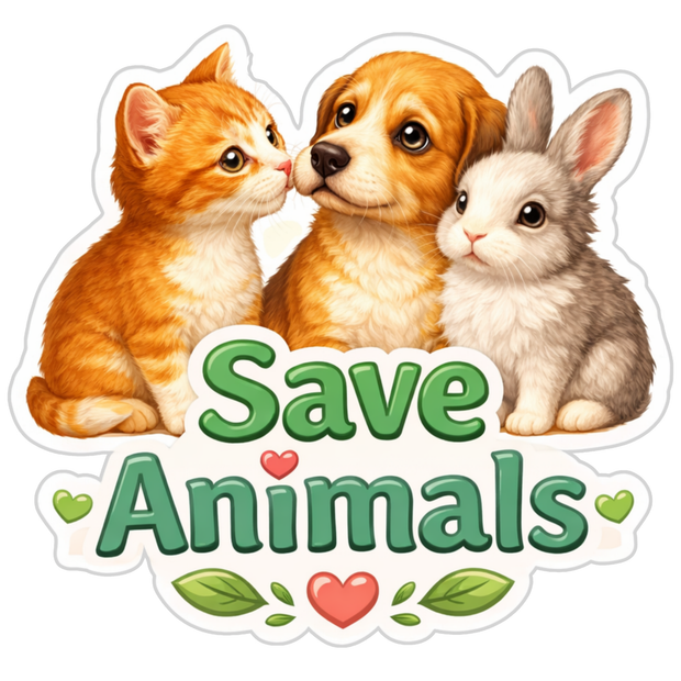 Save Animals Cute Pets Awareness Sticker 18cm Matte Vinyl – STIXY high-quality product image angle 3
