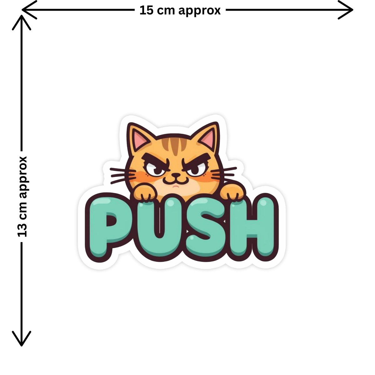 Cute Cat Push Pull Door Sticker Waterproof Matte Vinyl 15 Cm Approx Copy premium product image view 3