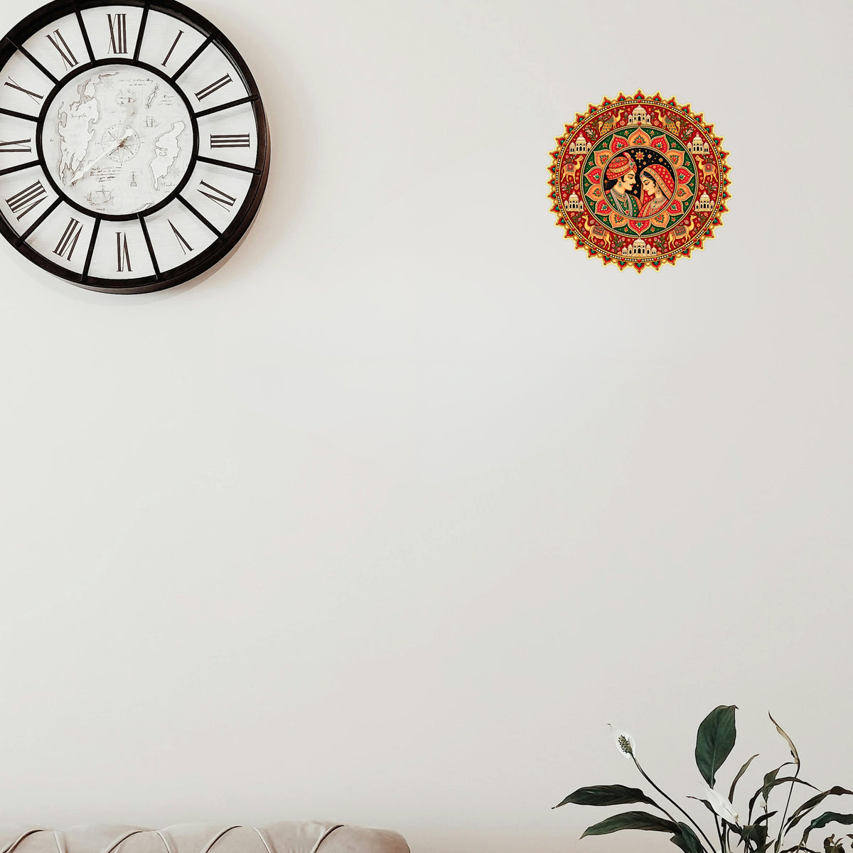 Royal Rajasthani Couple Mandala Sticker for Wall and Indian Heritage Home Decor