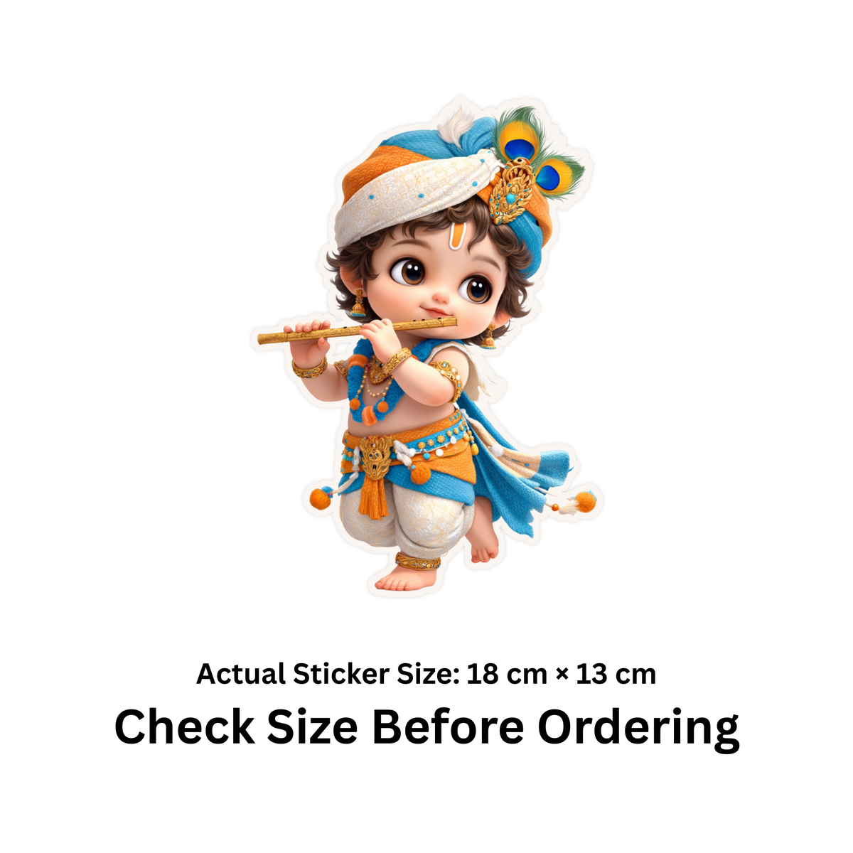 Lord Krishna Flute Artistic Sticker 20Cm Matte Vinyl Stixy Copy high-quality product image angle 5