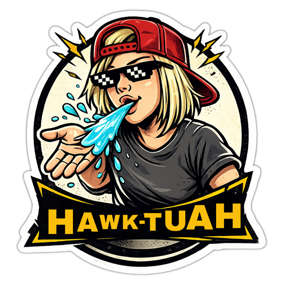 Funny Hawk Tuah Meme Girl Sticker 14cm Matte Vinyl high-quality product image angle 3
