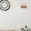 Cute Bunny Welcome Sticker Displayed on Interior Wall with Floral Rabbit Artwork for Kids Room Nursery and Home Decoration