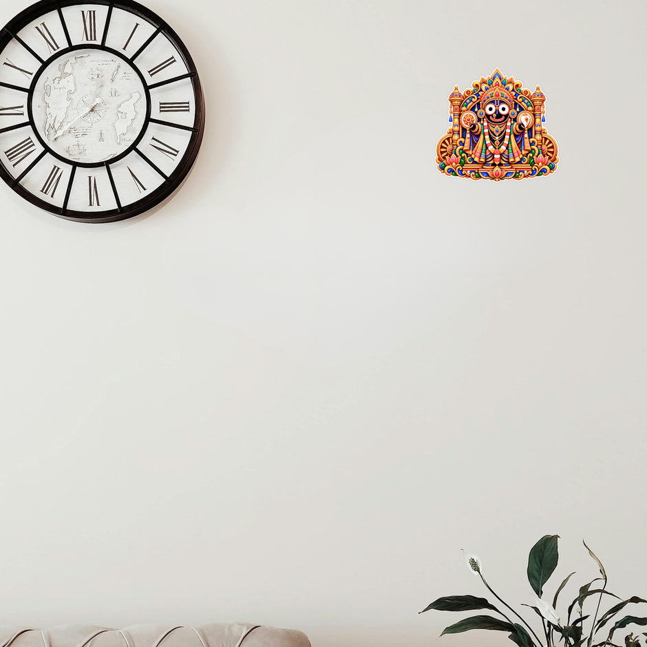 Lord Jagannath Divine Darshan Sticker Displayed on Home Wall for Spiritual Decor by STIXY