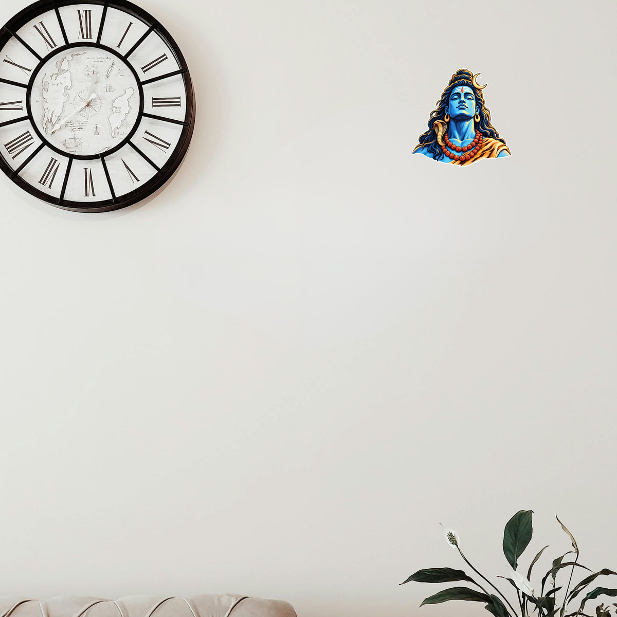 Lord Shiva Adiyogi Meditation Sticker Displayed on Home Wall for Spiritual Decor by STIXY