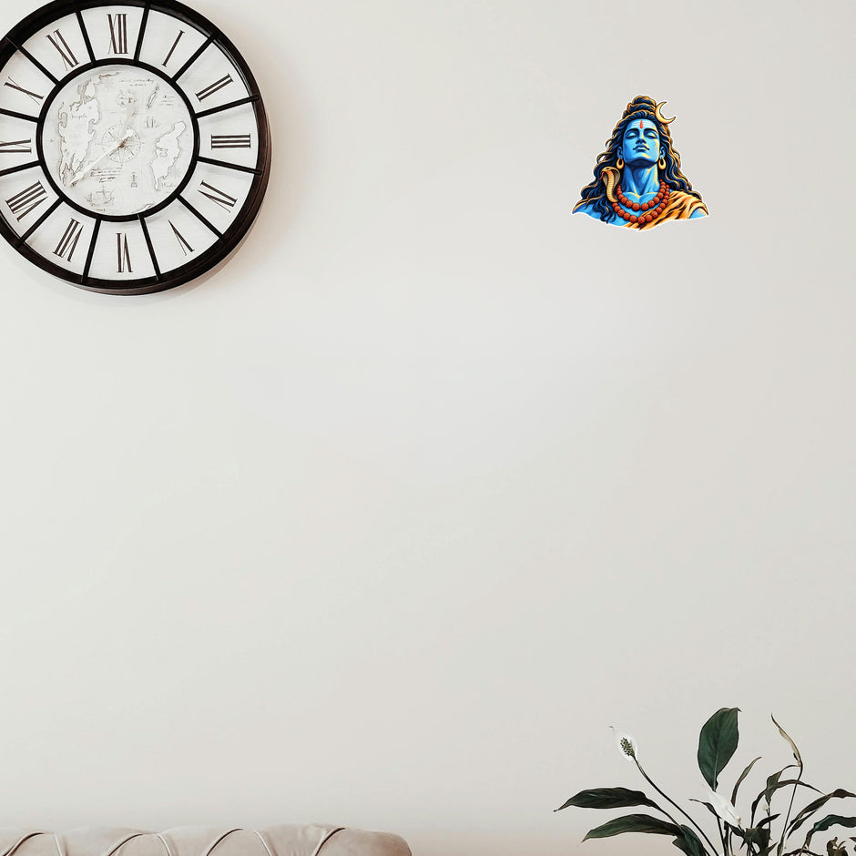 Lord Shiva Adiyogi Meditation Sticker Displayed on Home Wall for Spiritual Decor by STIXY