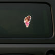 Cute Pink Girl Winking Cartoon Sticker Applied on Car by STIXY