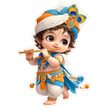 Cute Baby Krishna Flute Sticker 18cm Matte Vinyl – STIXY high-quality product image angle 5