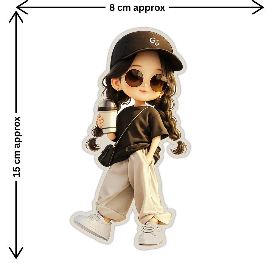 Cute Angry Girl Cartoon Anime Sticker Waterproof Matte Copy high-quality product image angle 2