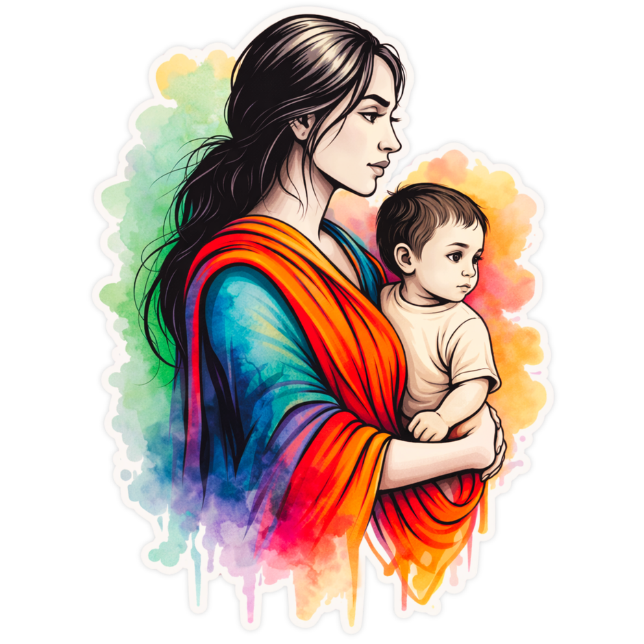 Mother & Child Love Sticker 15cm Matte Vinyl – STIXY high-quality product image angle 5