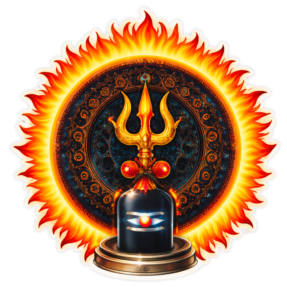 Shiv Trishul & Shivling Spiritual Sticker 14cm Matte Vinyl – STIXY high-quality product image angle 4