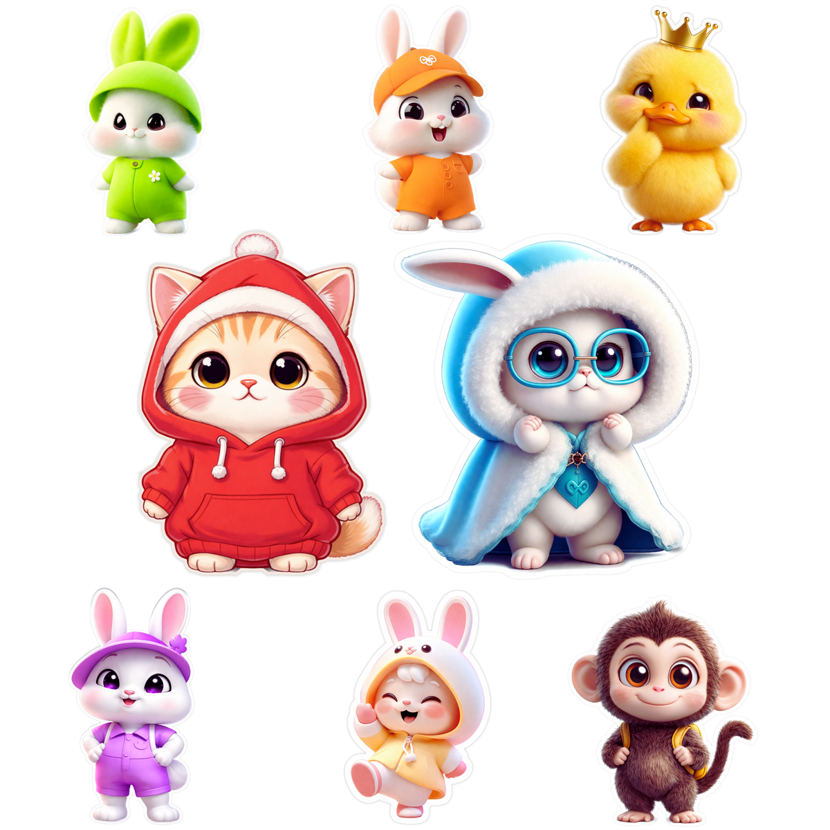 Cute Cartoon Animal Sticker Pack (6–10 cm) Matte Waterproof Vinyl – STIXY high-quality product image angle 5
