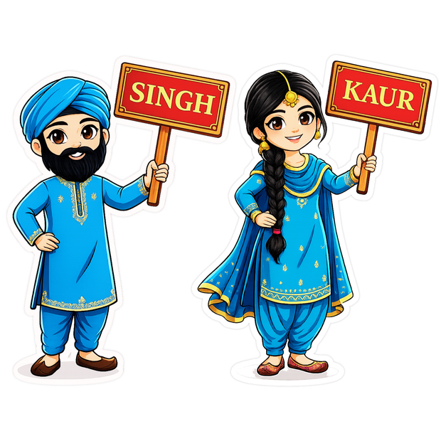 Punjabi Singh Kaur Cartoon Sticker 12cm Waterproof Matte Vinyl – STIXY high-quality product image angle 2