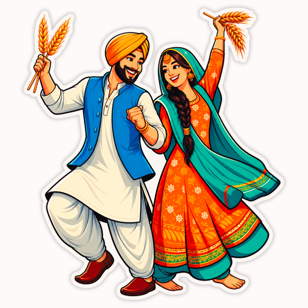 Punjabi Bhangra Couple Sticker 13cm Waterproof Matte Vinyl – STIXY high-quality product image angle 5