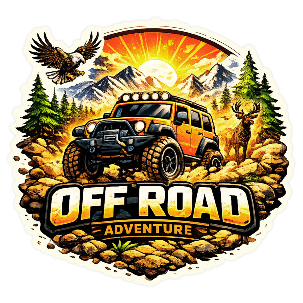 Off Road Adventure Jeep Sticker 19cm Waterproof Matte Vinyl – STIXY high-quality product image angle 4