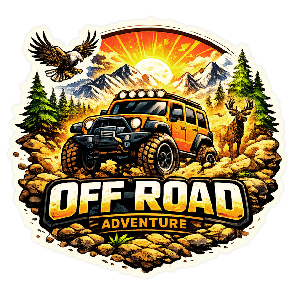 Off Road Adventure Jeep Sticker 19cm Waterproof Matte Vinyl – STIXY high-quality product image angle 4