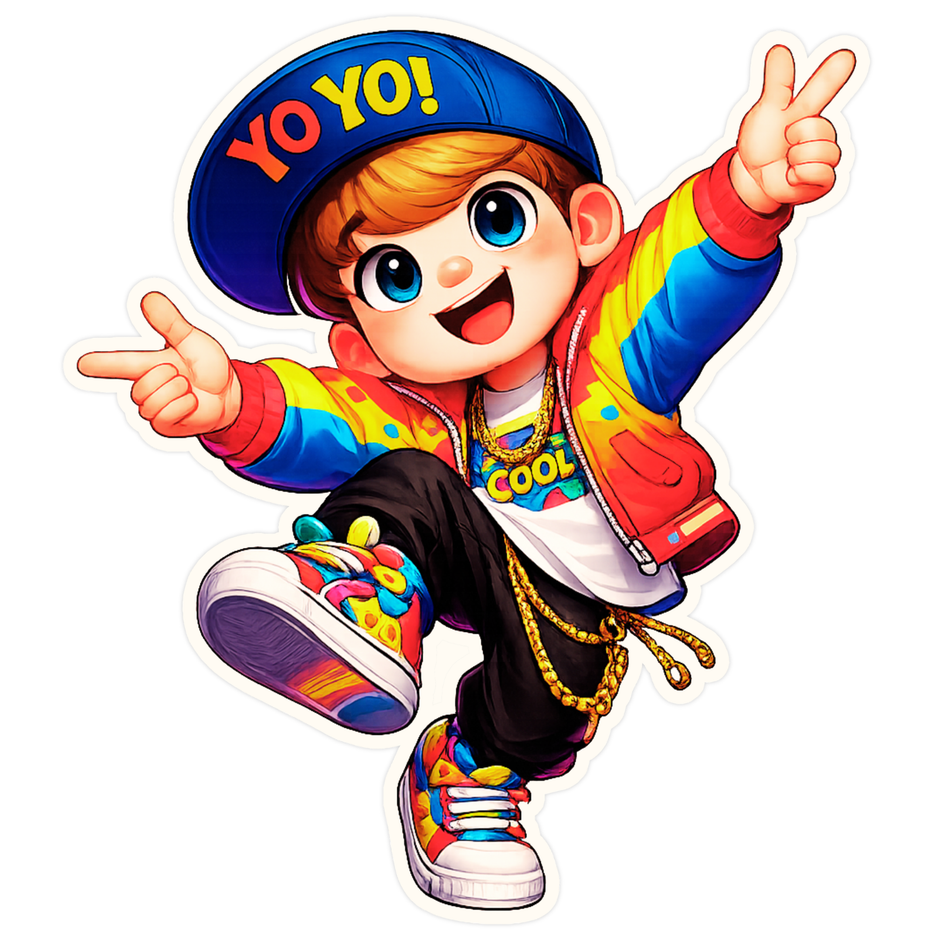 Cool Yo Yo Boy Cartoon Sticker 12cm Waterproof Matte Vinyl – STIXY high-quality product image angle 1