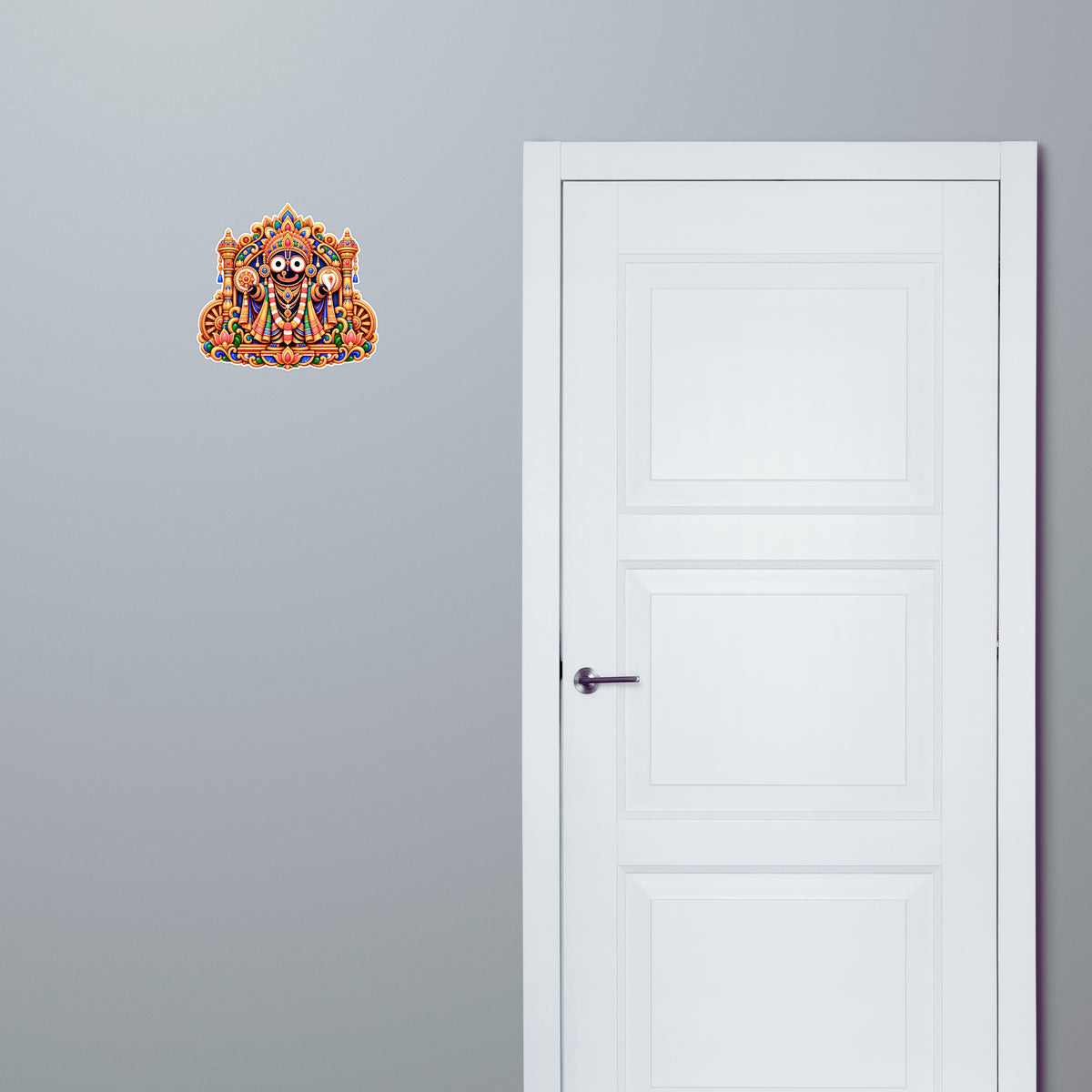 Lord Jagannath Divine Darshan Sticker Displayed on Interior Wall Beside Door by STIXY
