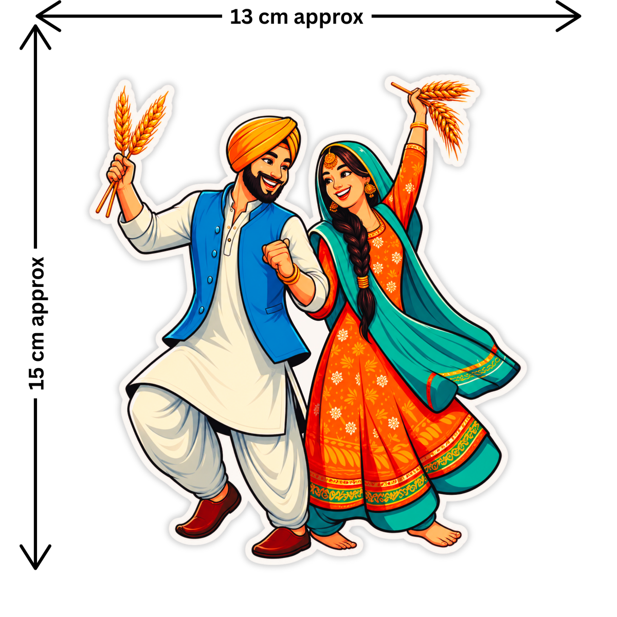 Punjabi Couple Cartoon Sticker 10Cm Waterproof Matte Vinyl Stixy Copy high-quality product image angle 1