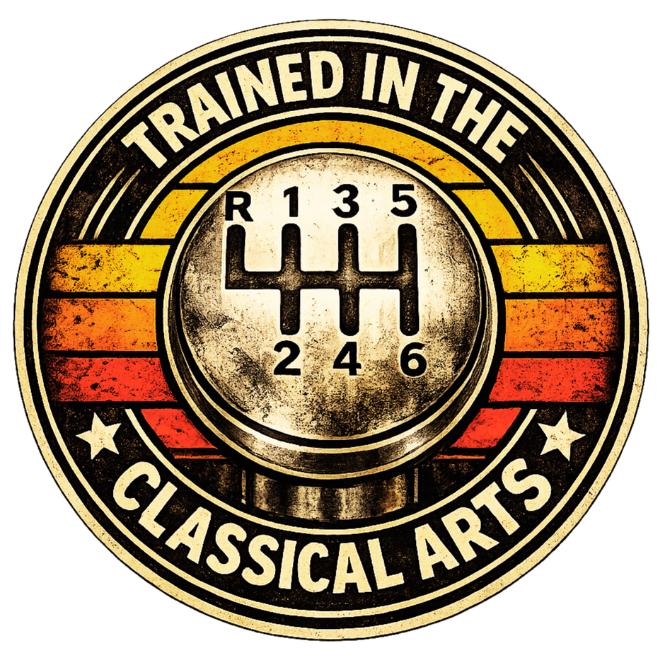 Trained In The Classical Arts Gear Shift Sticker 18cm Waterproof Matte Vinyl – STIXY high-quality product image angle 4