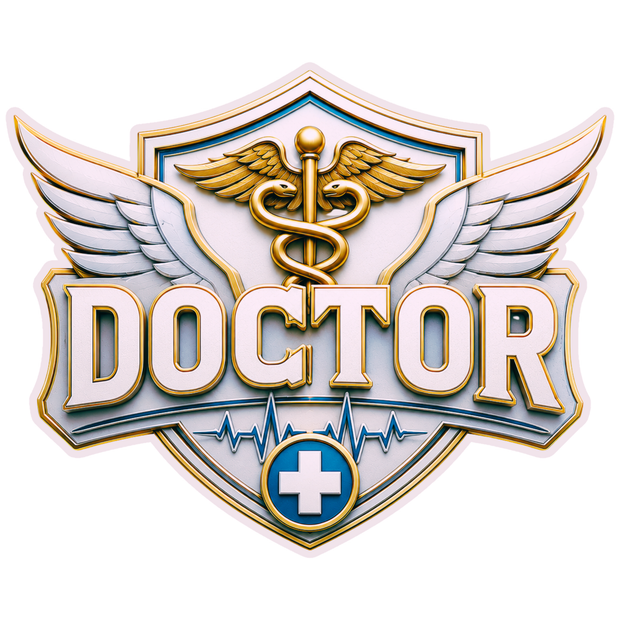 Doctor Medical Wings Badge Sticker 14cm Waterproof Matte Vinyl – STIXY high-quality product image angle 2