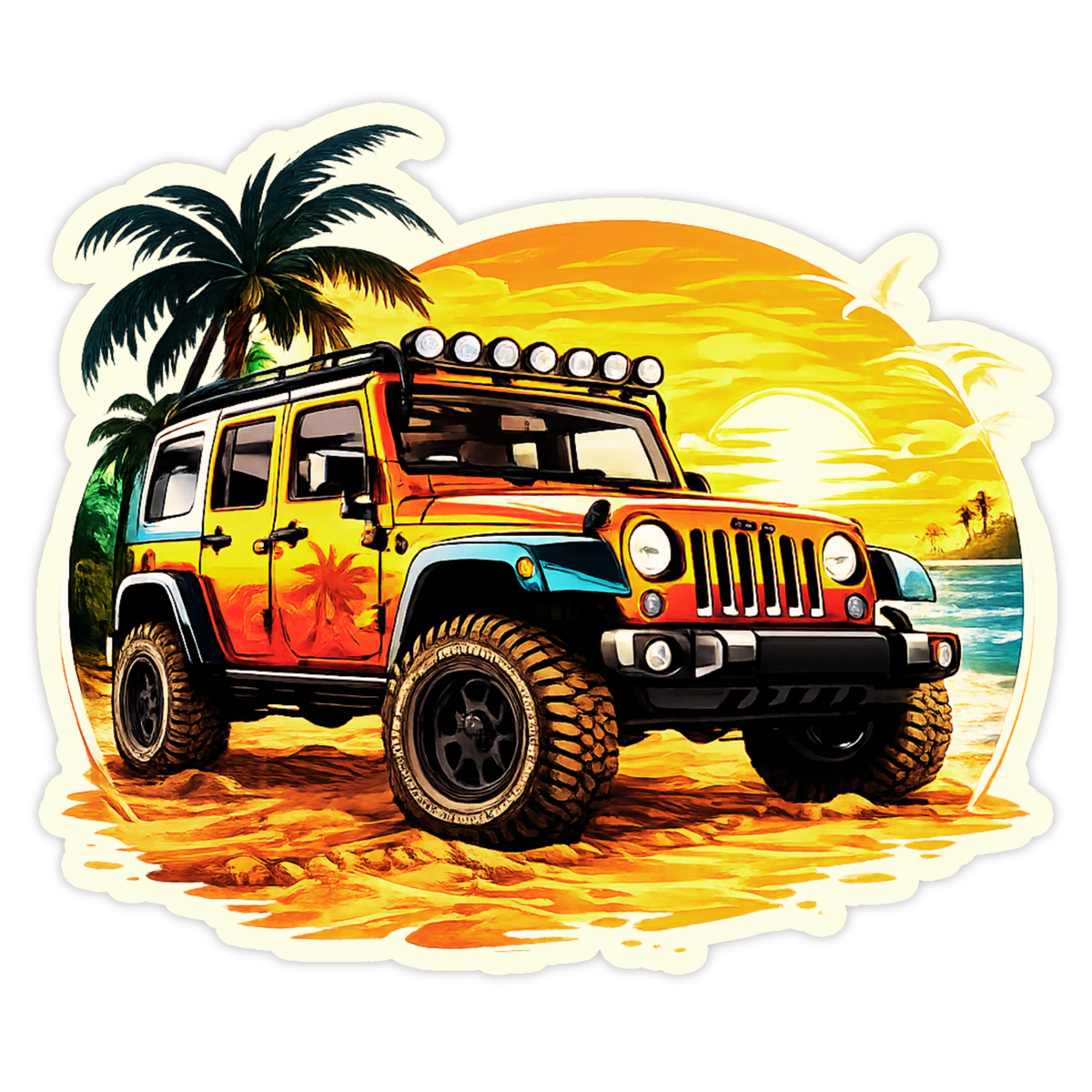 Tropical Sunset Beach SUV Sticker 20cm Waterproof Matte Vinyl – STIXY high-quality product image angle 5