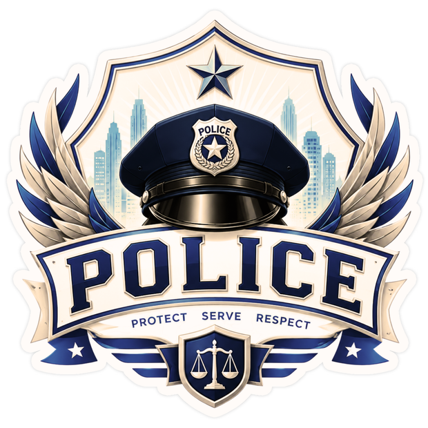 Police Professional Badge Sticker 14cm Waterproof Matte Vinyl – STIXY high-quality product image angle 3