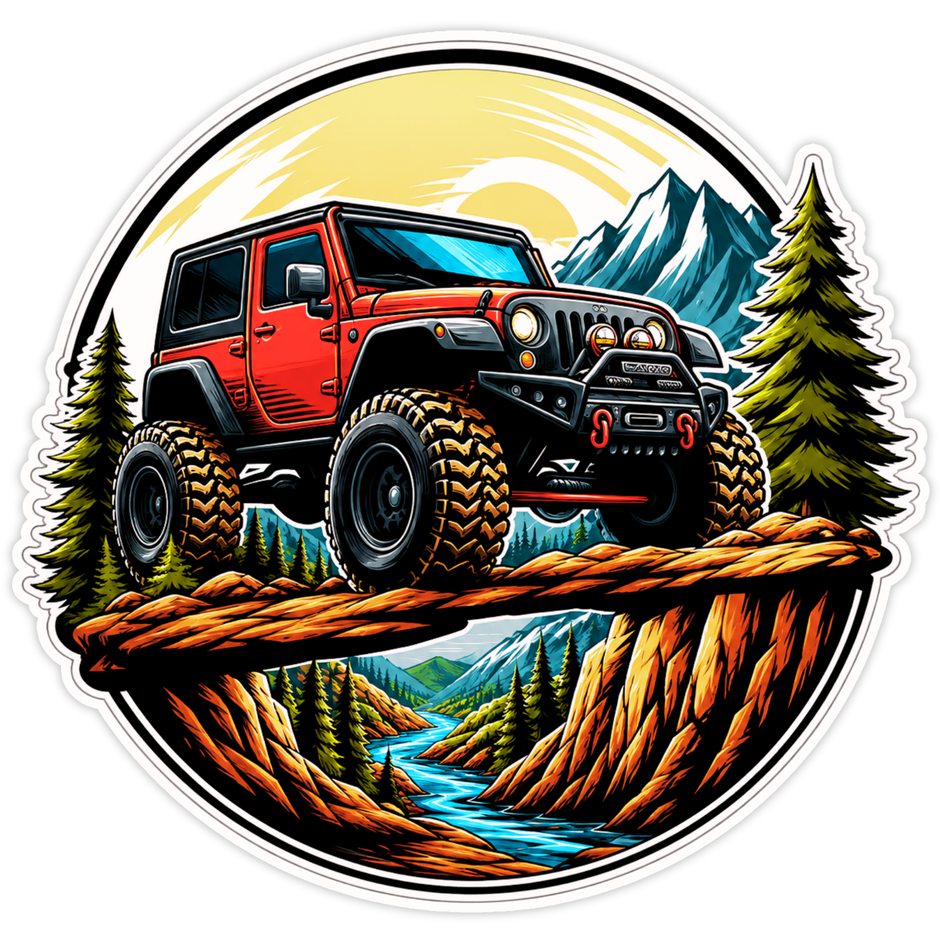 Mountain Edge Off Road SUV Sticker 19cm Waterproof Matte Vinyl – STIXY high-quality product image angle 1