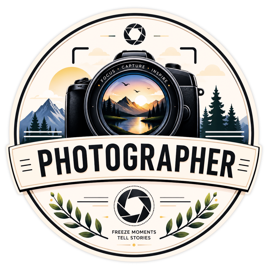 Photographer Landscape Camera Sticker 14cm Waterproof Matte Vinyl – STIXY high-quality product image angle 3