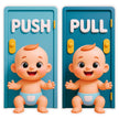 Push Pull Baby Door Sticker Set of 2 Waterproof Matte Vinyl – STIXY high-quality product image angle 3