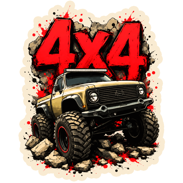 4x4 Monster Truck Off Road SUV Sticker 18cm Waterproof Matte Vinyl – STIXY high-quality product image angle 4