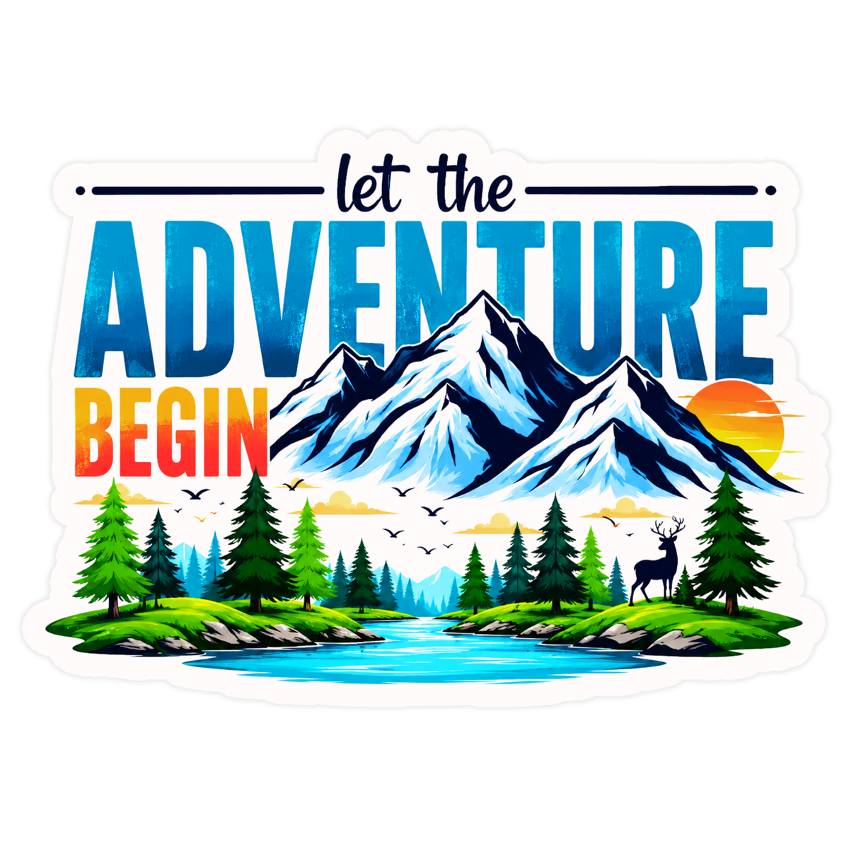 Let The Adventure Begin Mountain Nature Sticker 22cm Waterproof Matte Vinyl – STIXY high-quality product image angle 5