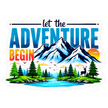 Let The Adventure Begin Mountain Nature Sticker 22cm Waterproof Matte Vinyl – STIXY high-quality product image angle 5