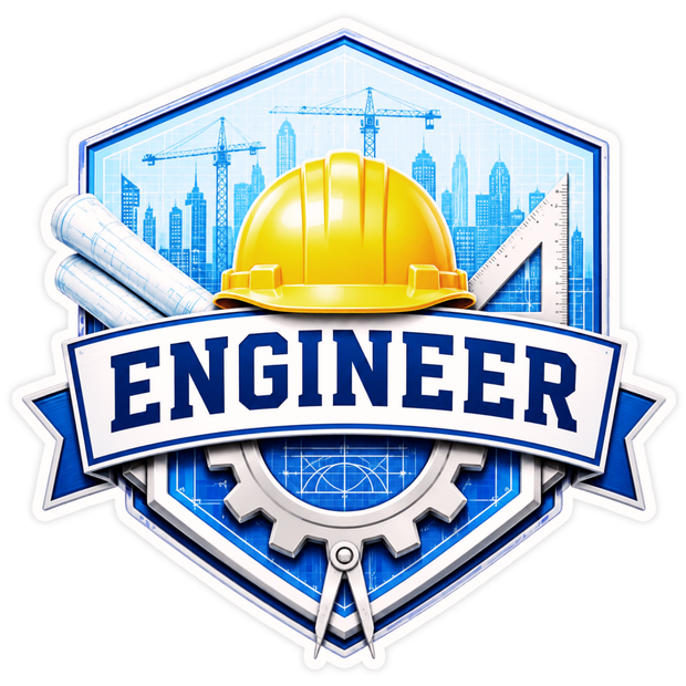 Engineer Professional Badge Sticker 14cm Waterproof Matte Vinyl – STIXY high-quality product image angle 1
