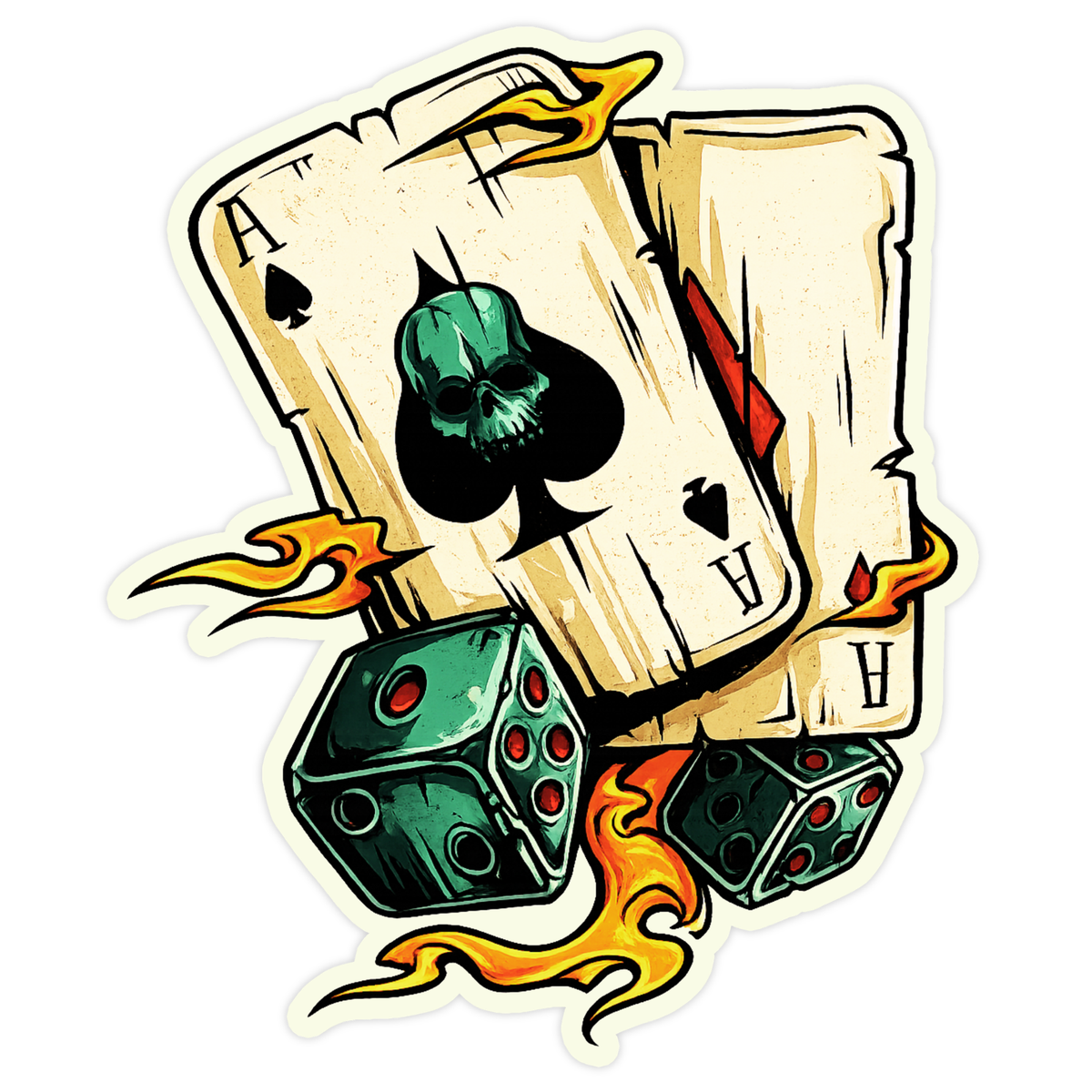 Skull Ace Cards & Dice Sticker 17cm Waterproof Matte Vinyl – STIXY high-quality product image angle 3