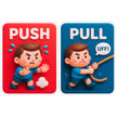 Push Pull Funny Instruction Door Sticker Set of 2 Waterproof Matte Vinyl – STIXY high-quality product image angle 3