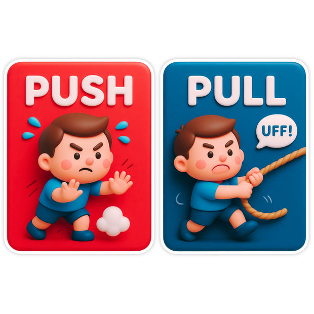 Push Pull Funny Instruction Door Sticker Set of 2 Waterproof Matte Vinyl – STIXY high-quality product image angle 3