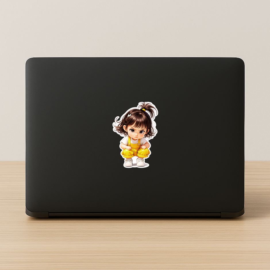 Cute Angry Chibi Girl Sticker Set Of 2 Waterproof Matte Vinyl Stixy Copy high-quality product image angle 1