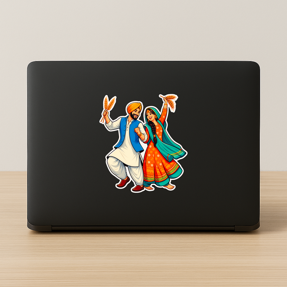 Punjabi Couple Cartoon Sticker 10Cm Waterproof Matte Vinyl Stixy Copy high-quality product image angle 3