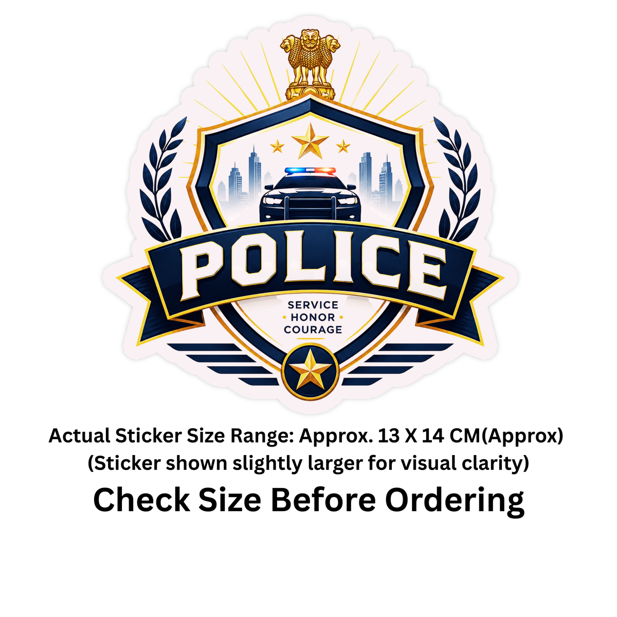 Police Professional Badge Sticker 14Cm Waterproof Matte Vinyl Stixy Copy high-quality product image angle 1