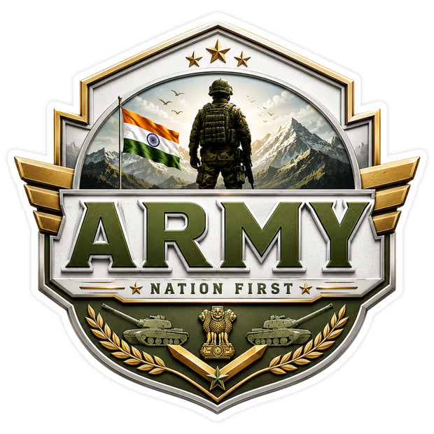 Indian Army Nation First Soldier Mountain Badge Sticker by STIXY