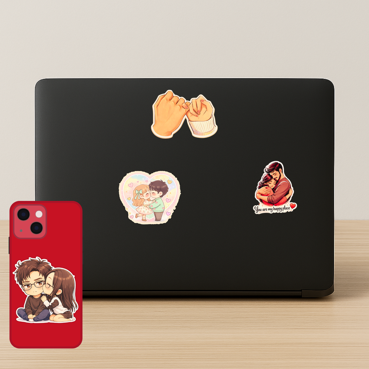 Cute Bunny Push Pull Door Sticker Set Waterproof Matte Vinyl 15 Cm Copy premium product image view 5