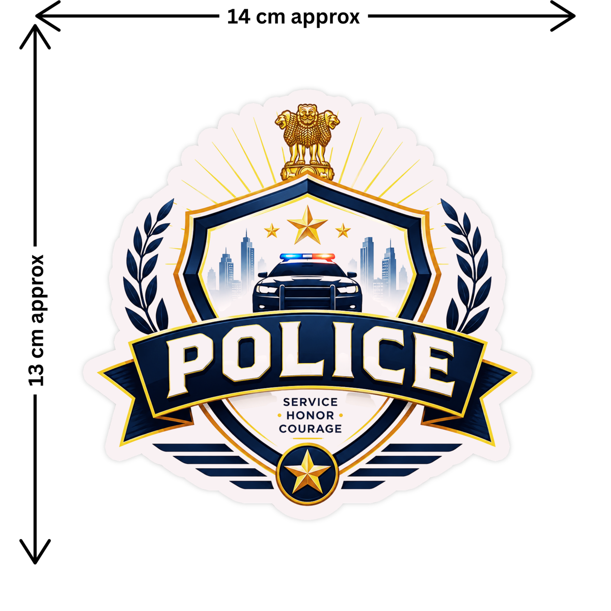 Police Professional Badge Sticker 14Cm Waterproof Matte Vinyl Stixy Copy high-quality product image angle 2