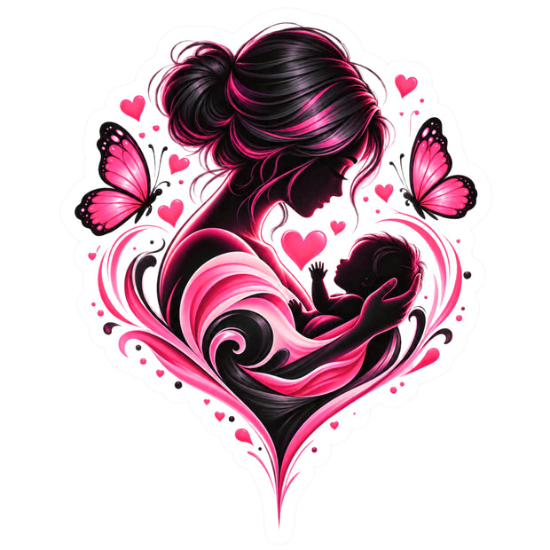 Mother and Baby Heart Love Waterproof Matte Vinyl Sticker by STIXY