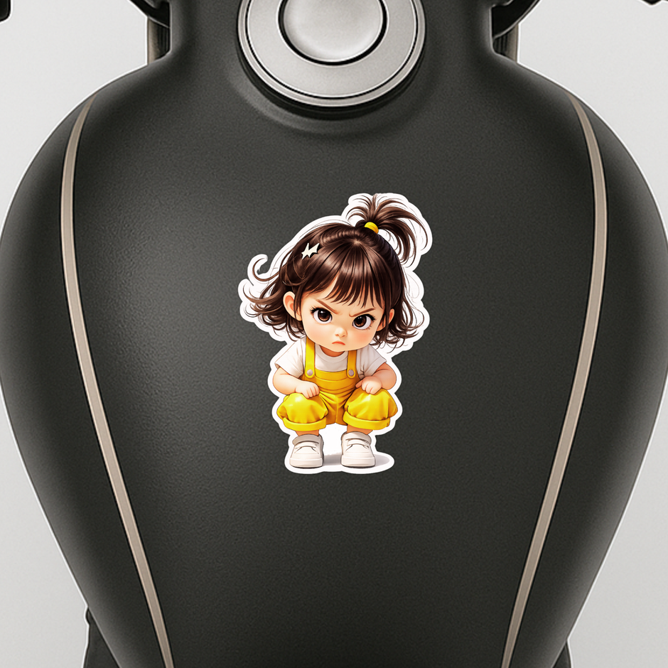 Cute Angry Chibi Girl Sticker Set Of 2 Waterproof Matte Vinyl Stixy Copy high-quality product image angle 2