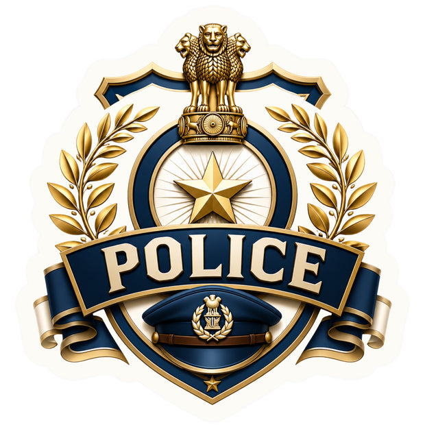 Police Badge Emblem with Ashoka Emblem and Star Sticker by STIXY