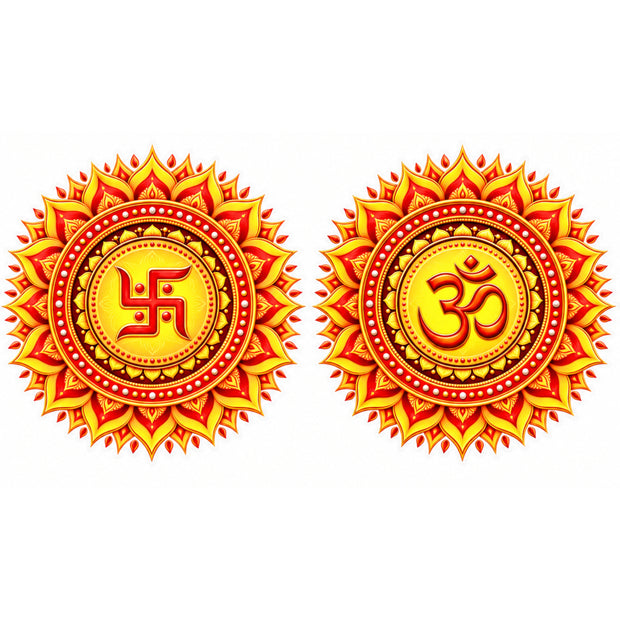 Shubh Swastik and Om Mandala Spiritual Sticker Set of 2 by STIXY