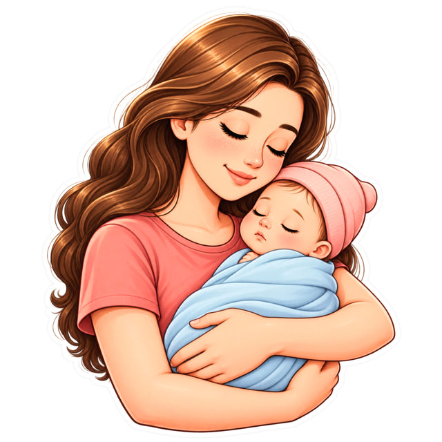Mother and Baby Love Waterproof Matte Vinyl Sticker by STIXY
