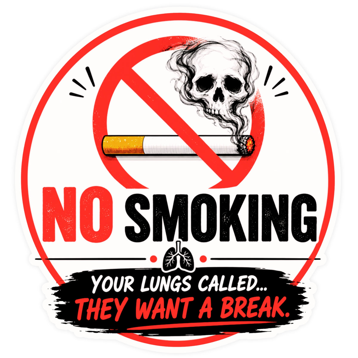 No Smoking Warning Sticker 18 × 19 cm | Funny Health Awareness Sign | Waterproof Matte Vinyl – STIXY premium vinyl sticker image 354