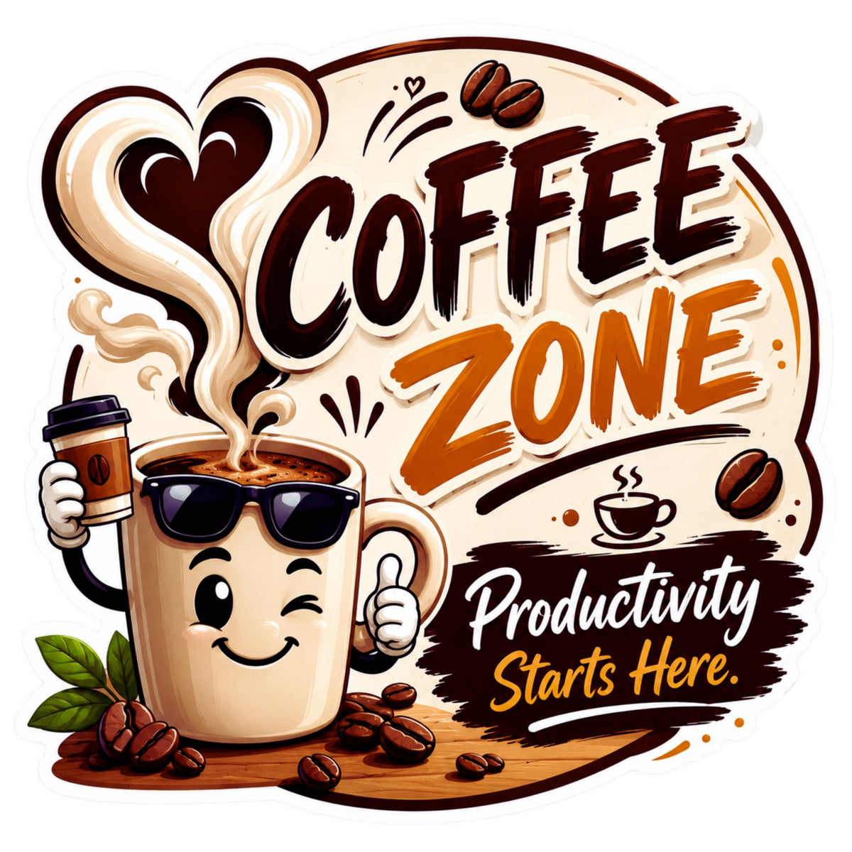 Coffee Zone Productivity Starts Here Sticker 18cm Waterproof Matte Vinyl – STIXY premium vinyl sticker image 389